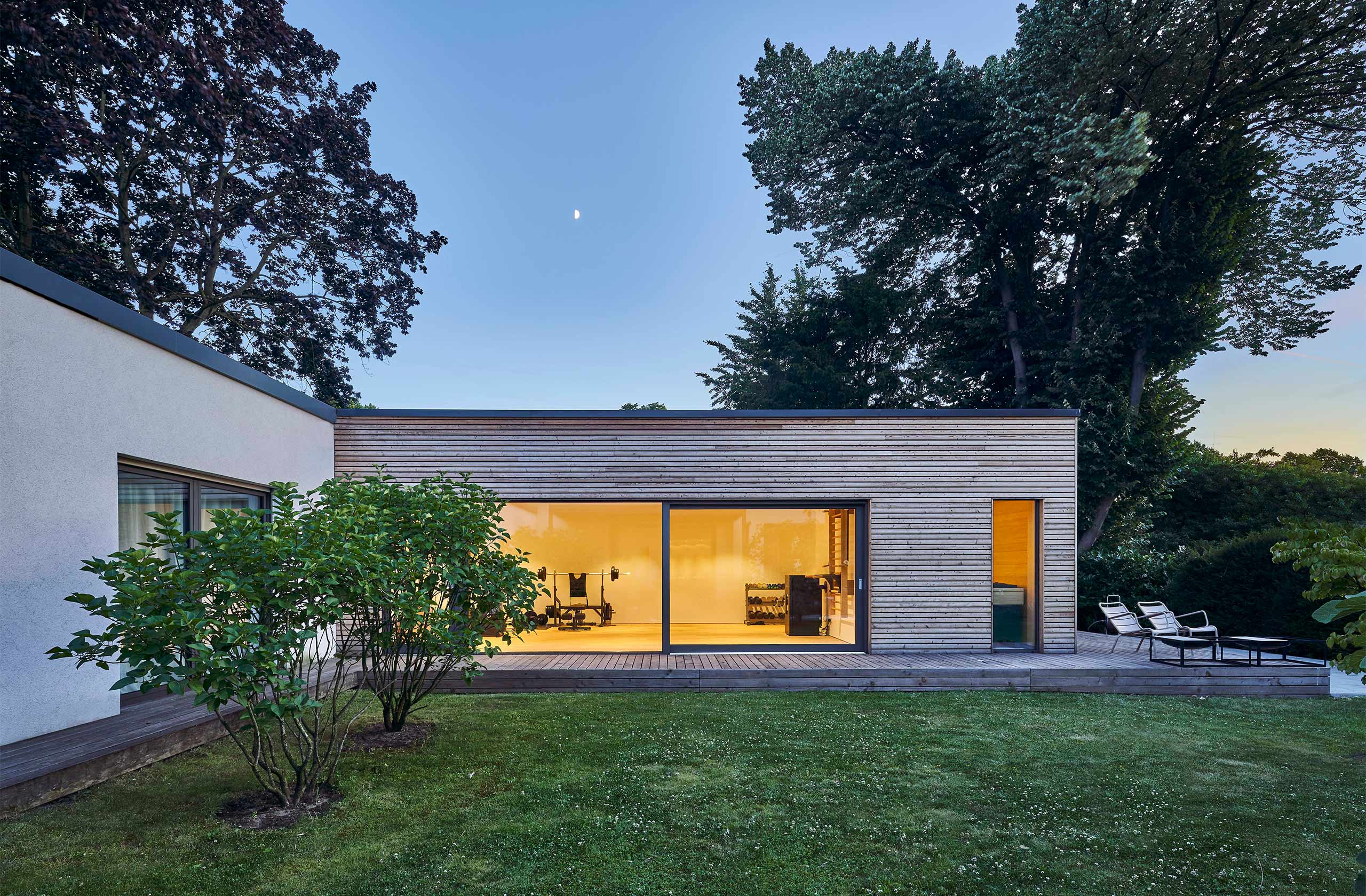 Ansicht des Anbaus im Garten in Duisburg