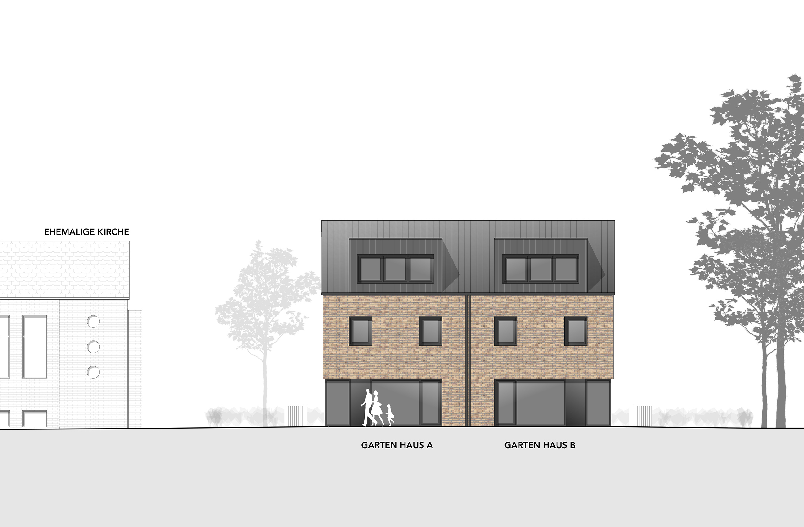 Ansicht der Wohnbebauung FS21 Doppelhaus in Mülheim