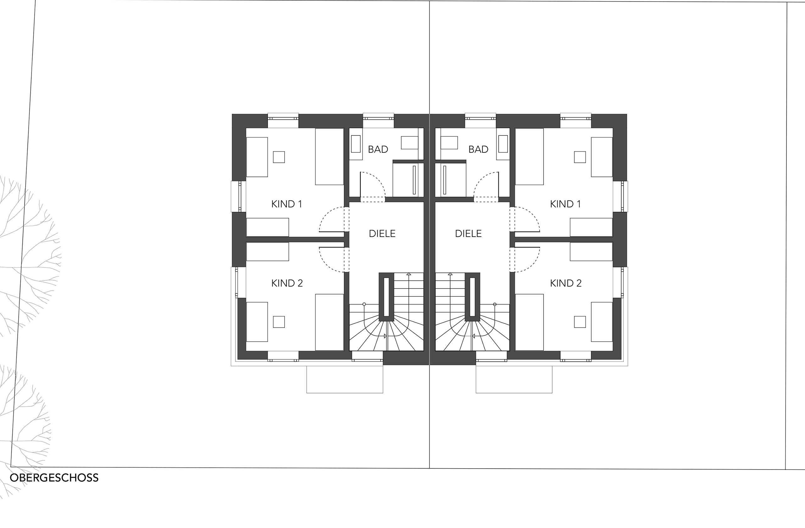 Grundriss des Obergeschosses der Wohnbebauung FS21 in Mülheim