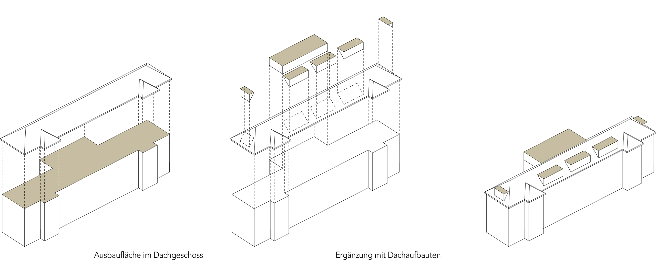 Axonometrische Darstellung der Funktionsbereiche der Schulerweiterung
