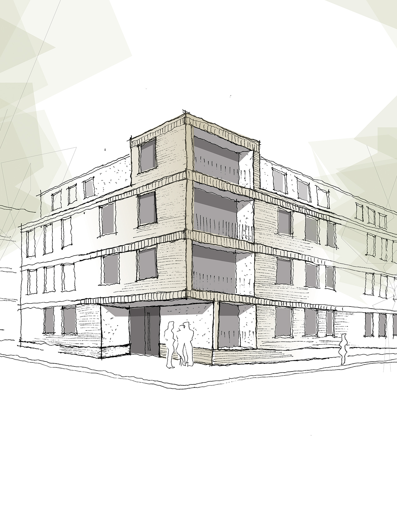 Skizze eines Wohnkomplexes in Bochum 