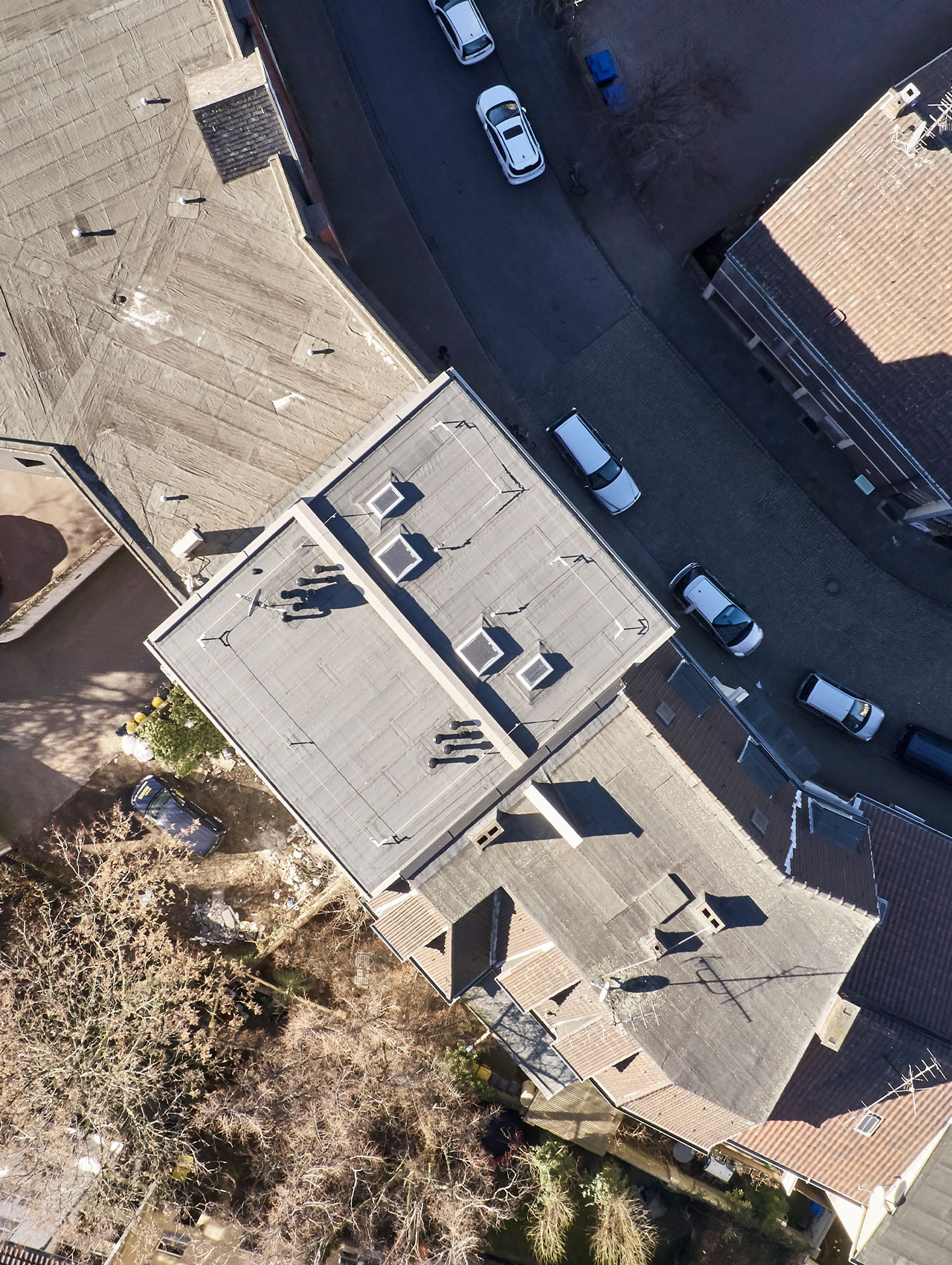 Luftaufnahme der erweiterten Wohnbebauung in Duisburg