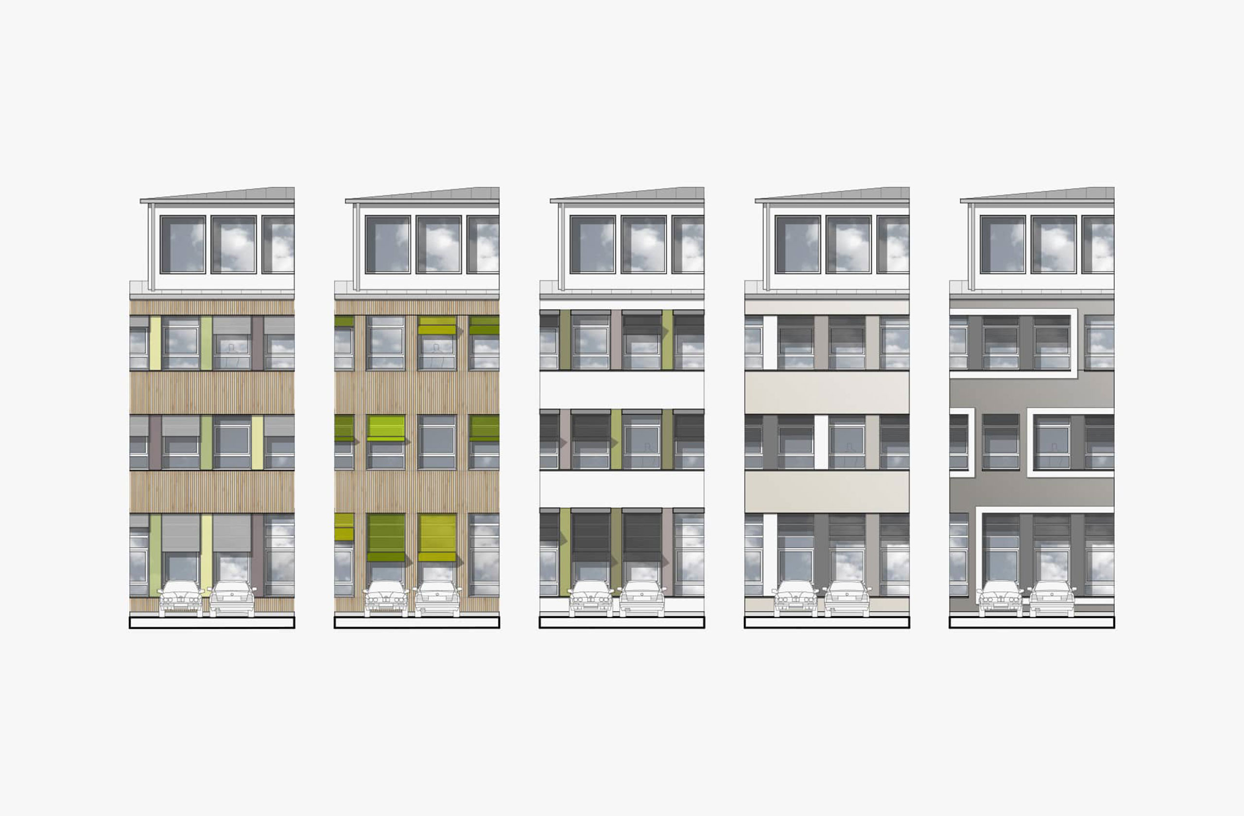 Farb- und Materialvarianten der Fassadensanierung