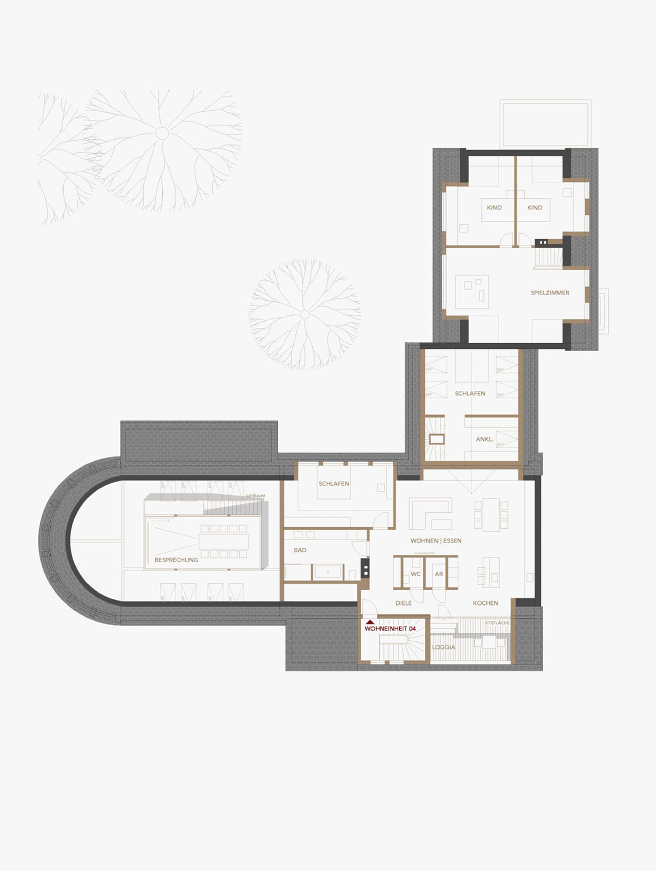 Grundriss des Obergeschosses mit Wohnräumen