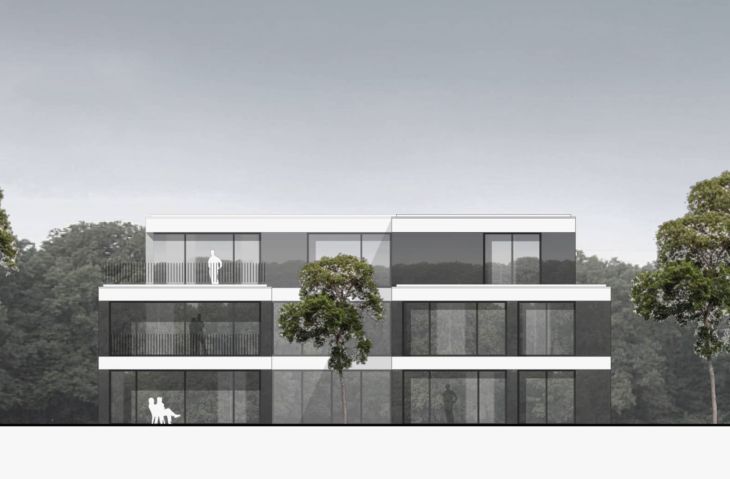 Frontansicht der Wohnbebauung