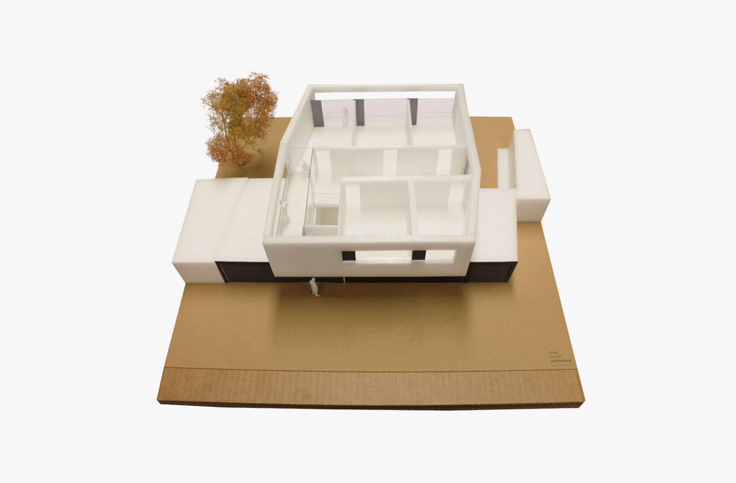 Draufsicht auf das Architekturmodell des Wohnhauses