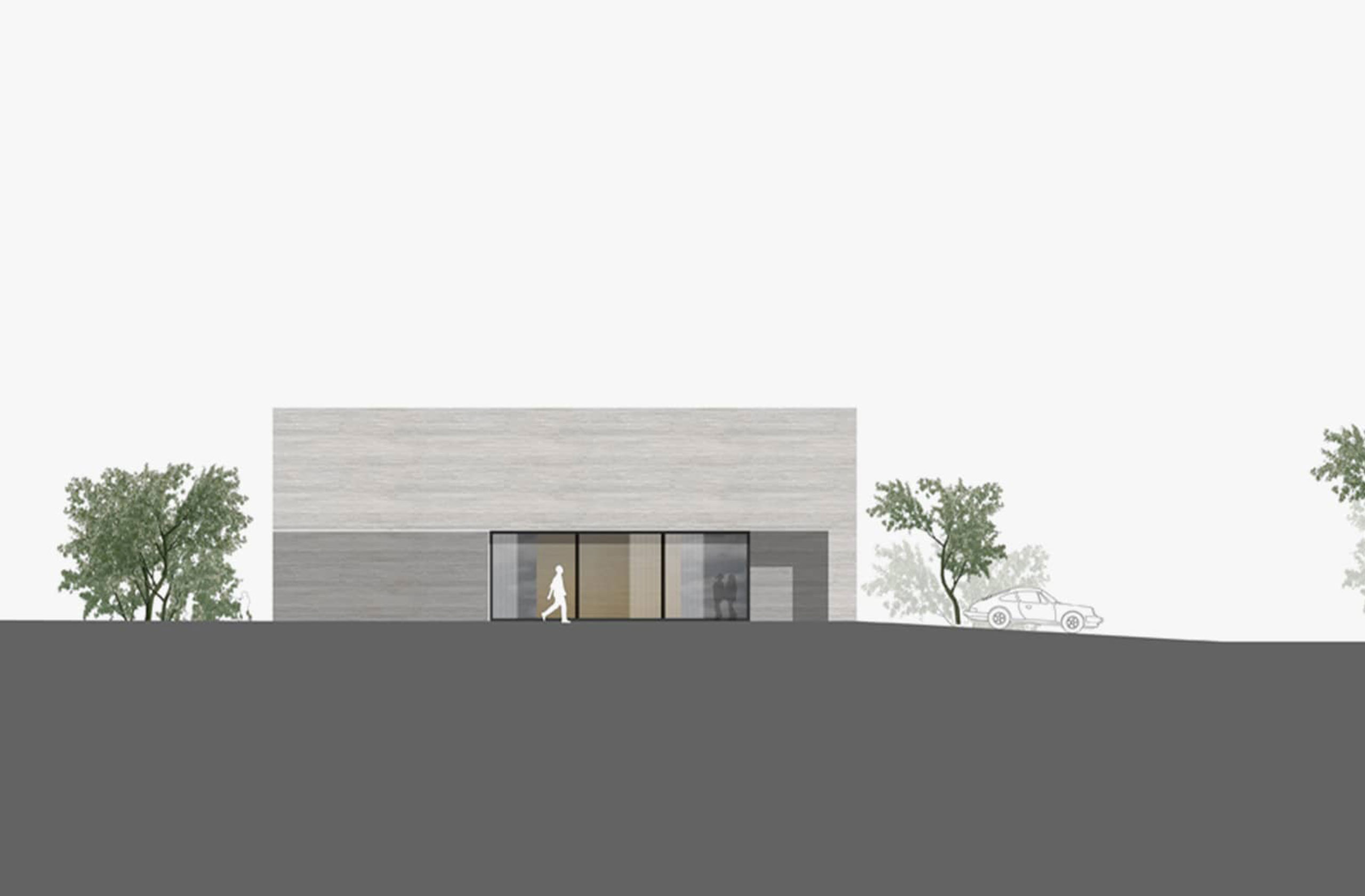 Rückansicht eines Einfamilienhauses mit Gartenbezug