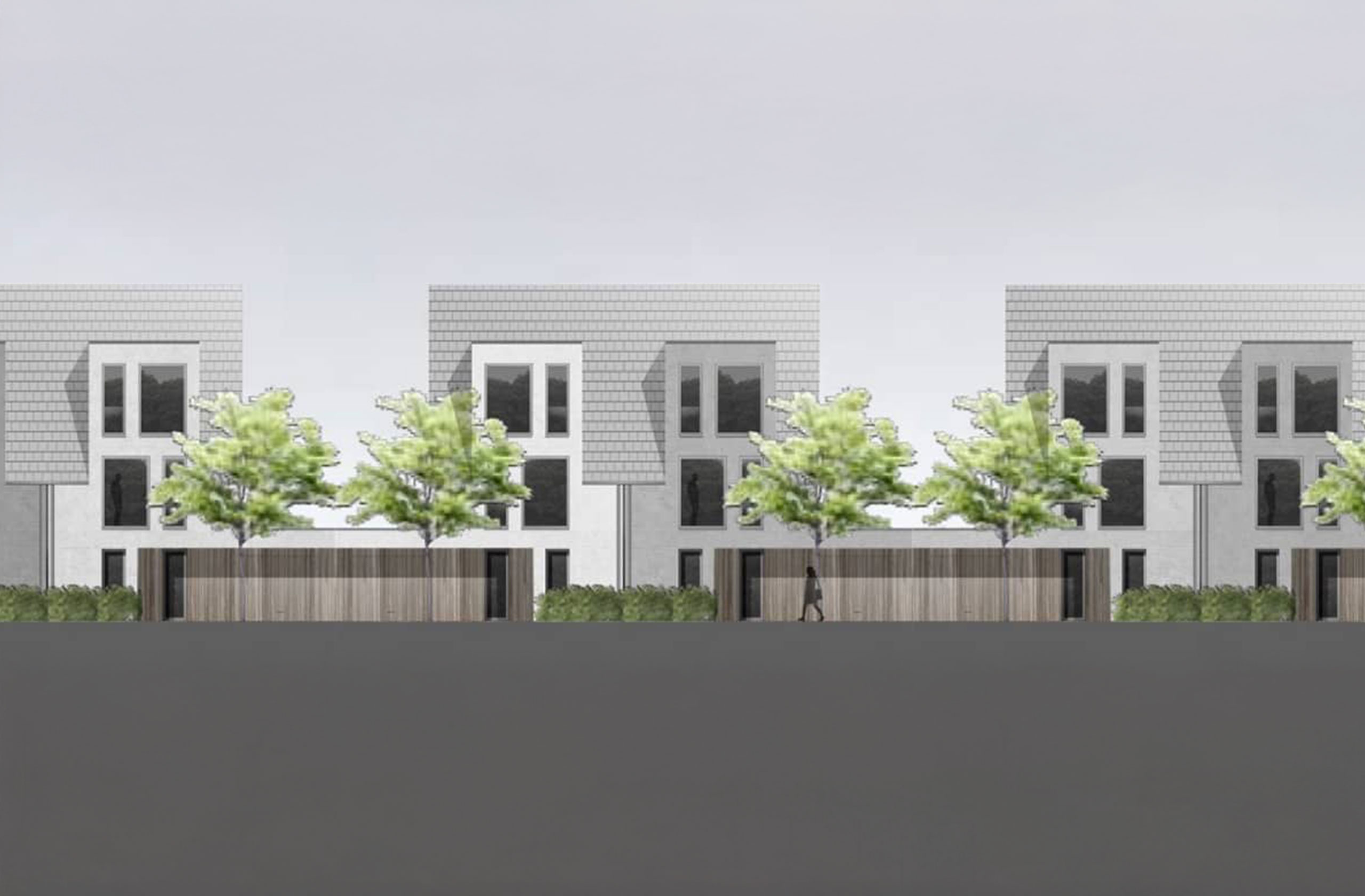 Fassadenansicht des Wohnquartiers Am alten Angerbach in Duisburg