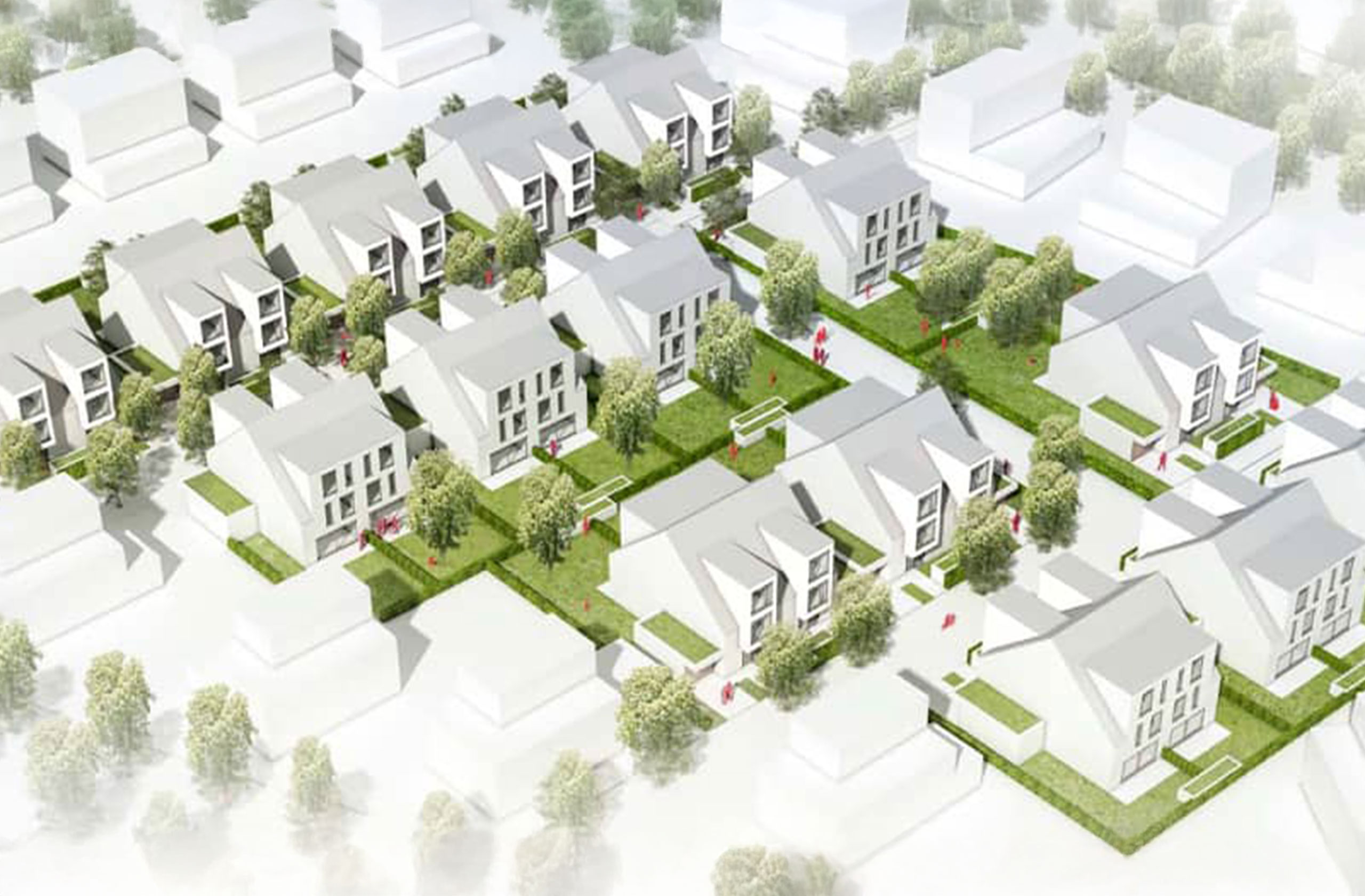 Luftbildvisualisierung des Wohnquartiers Am alten Angerbach in Duisburg