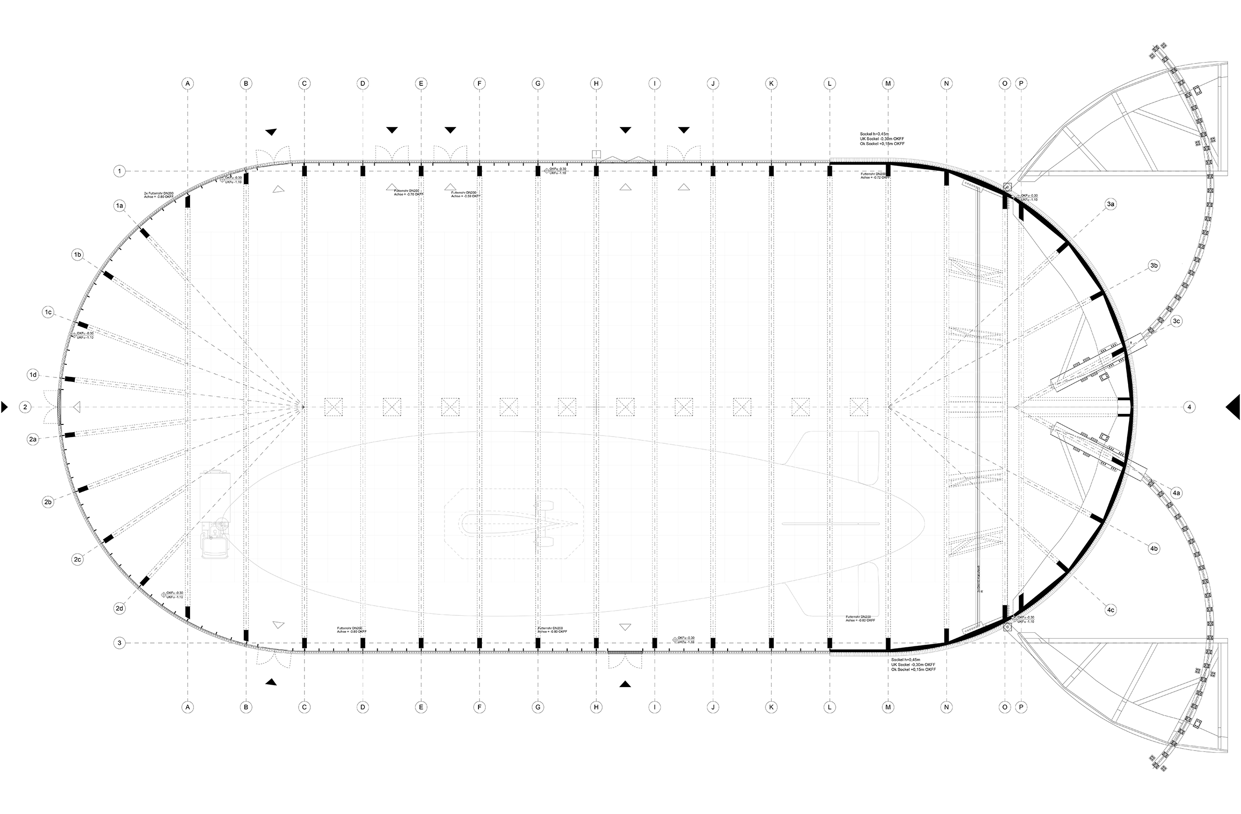 Grundriss des Luftschiffhangars in Mülheim an der Ruhr
