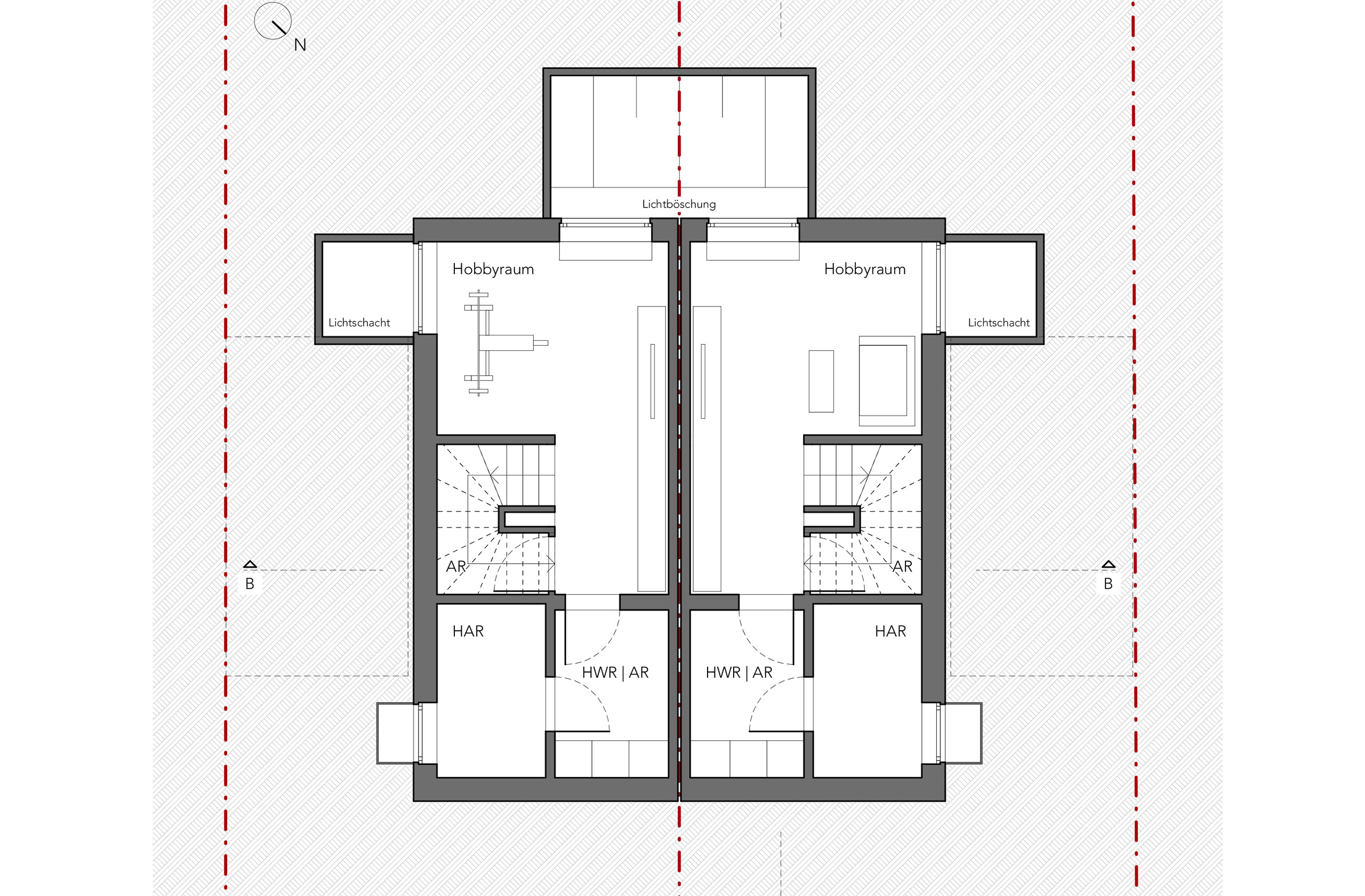 Grundriss des Untergeschosses mit Nebenräumen