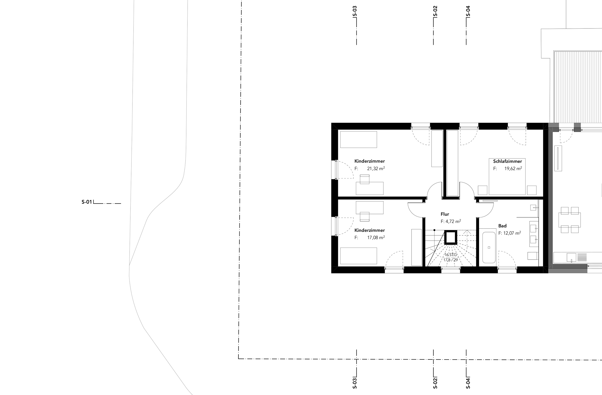 Grundriss des Erdgeschosses eines Einfamilienhauses