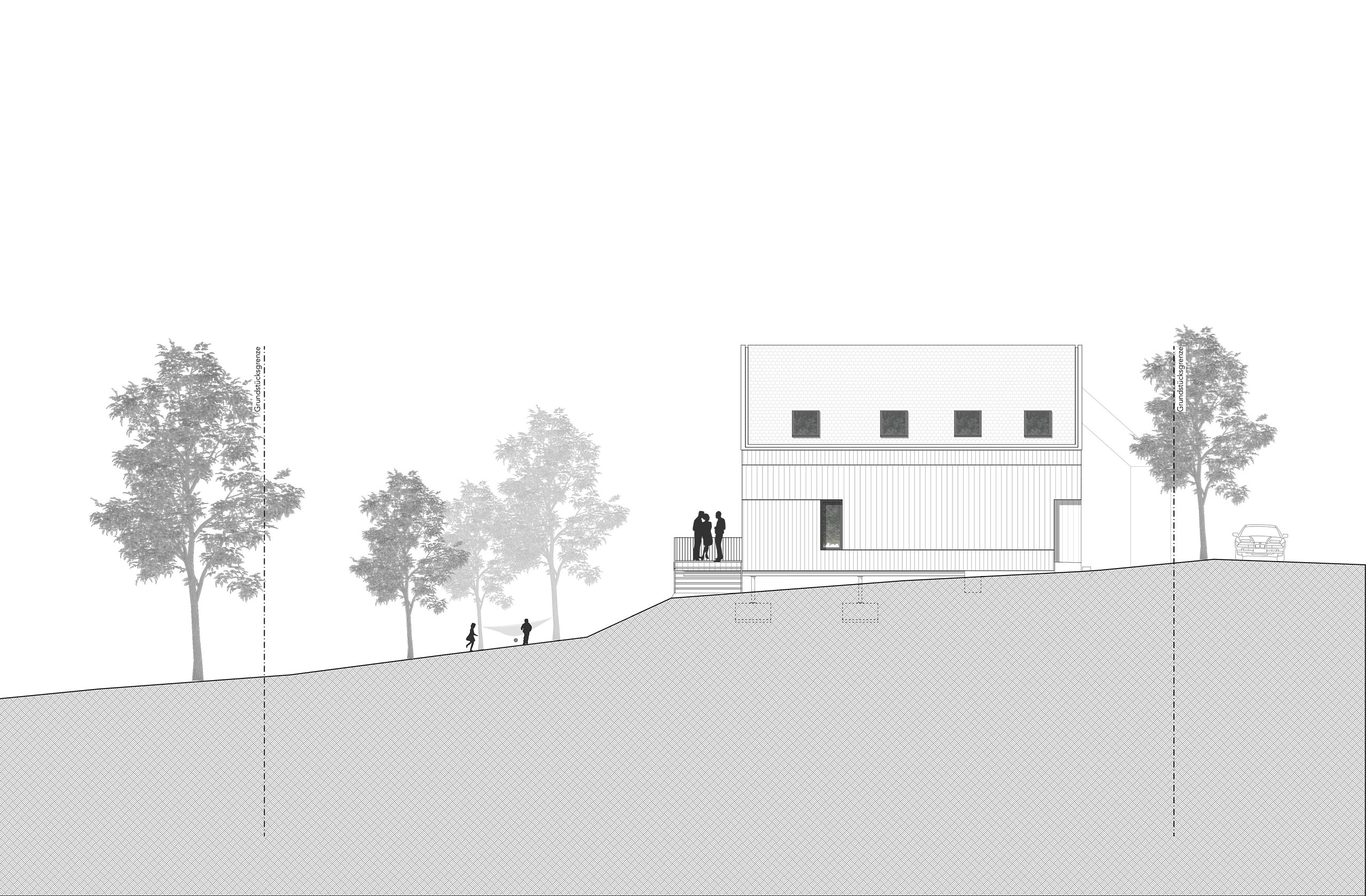 Nordansicht des Wohnhauses VB9 mit klarer Kubatur