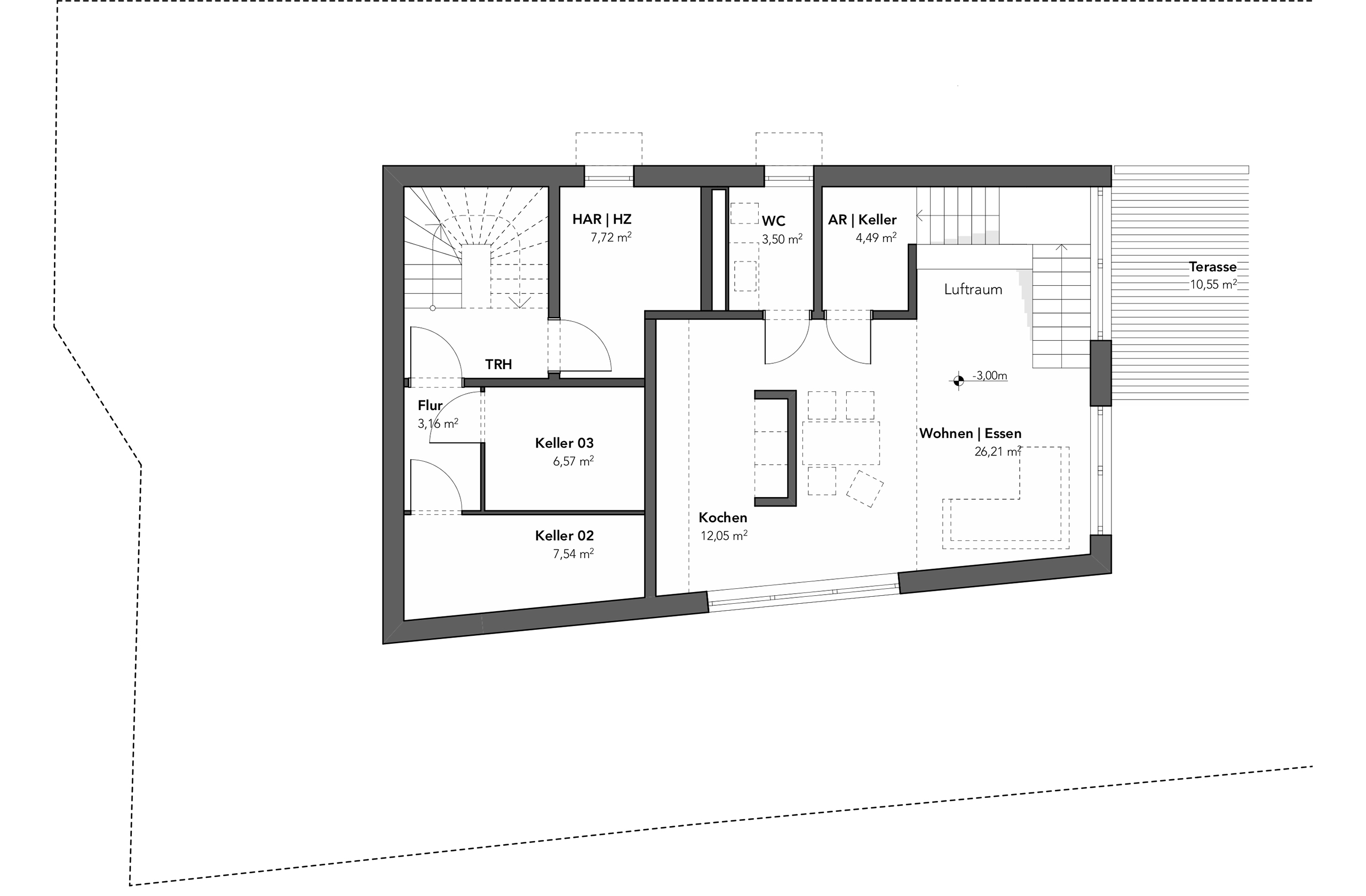 Grundriss des Erdgeschosses des Mehrfamilienhauses
