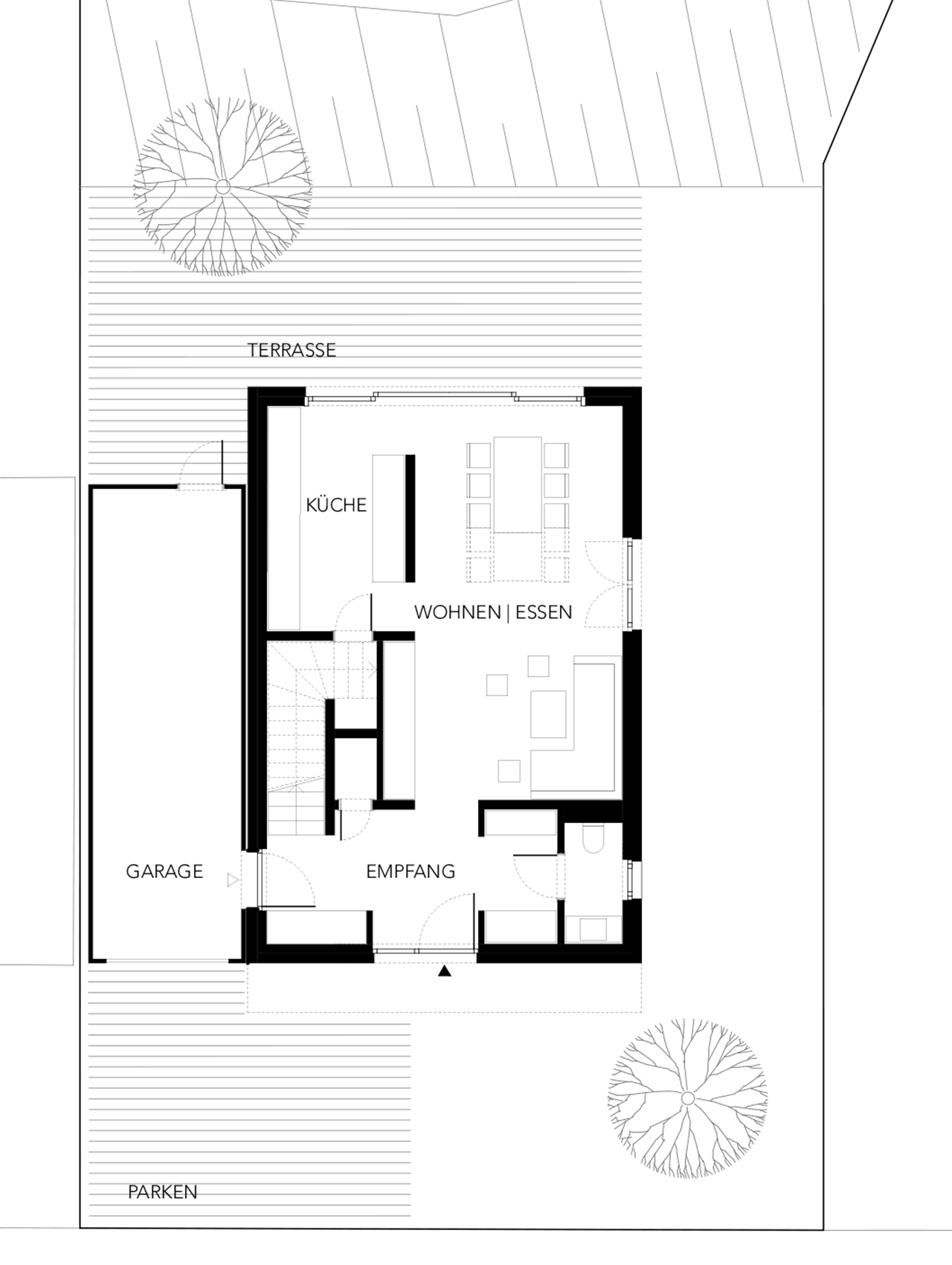 Grundriss des Erdgeschosses des Wohnhauses