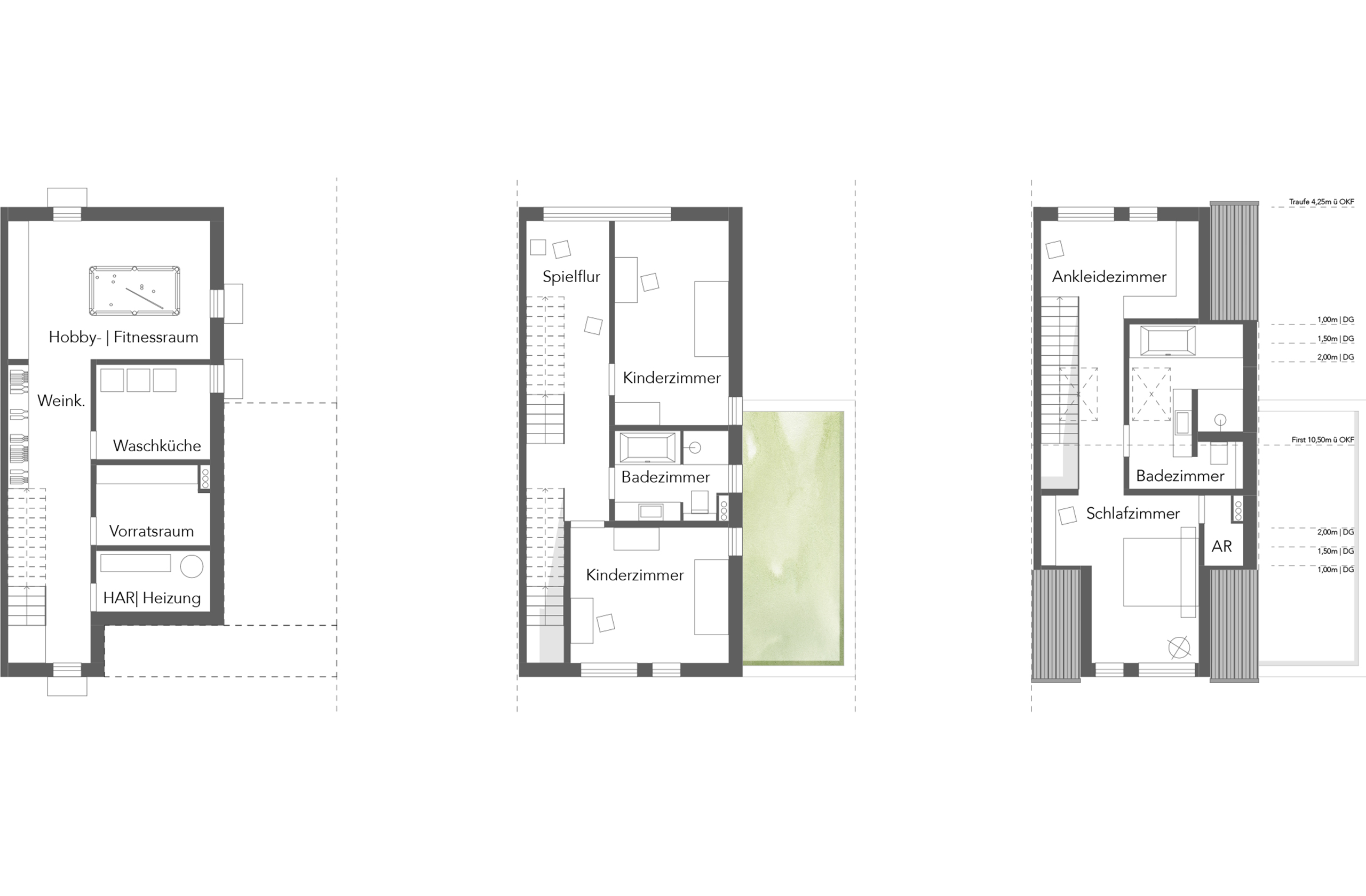 Detailgrundrisse der Wohnhäuser im Quartier Am alten Angerbach in Duisburg